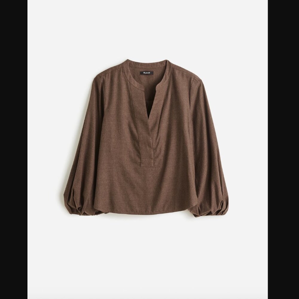 NWT Madewell Top in Pinstripe Flannel in Bitter Chocolate Melange | Size M